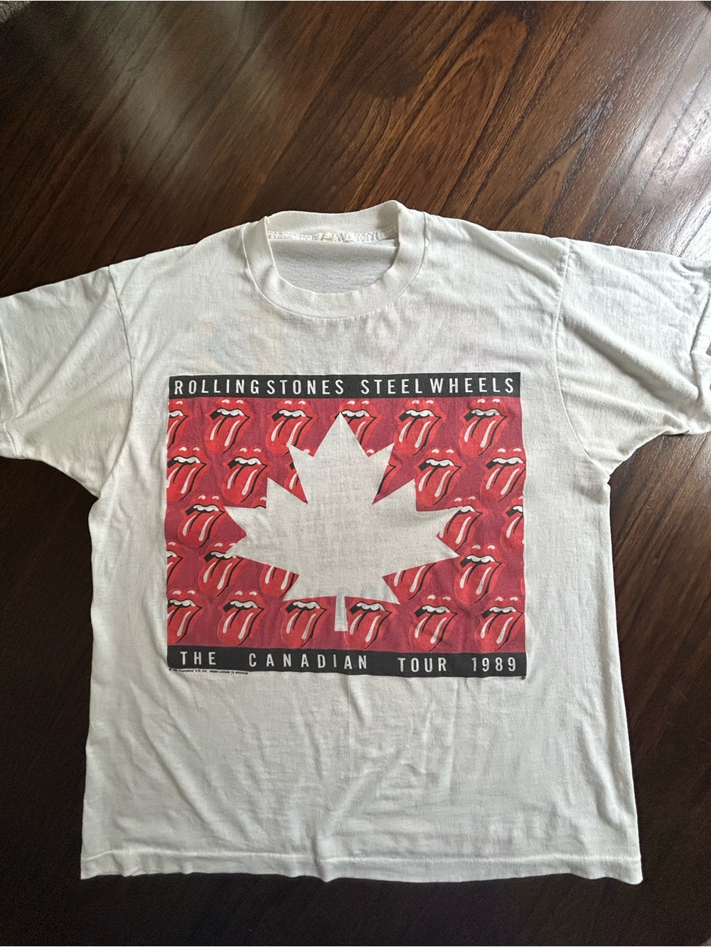 Canadian Tour 1989 Vintage Rolling Stones White Short Sleeve Tee